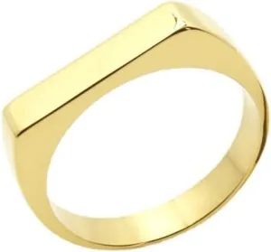 Fuqimanman2020 Classical 316L Stainless Steel Square Signet Band Ring Plain Gold Plated Geometric Stacking for Women Men Couple Minimalist Wedding Engagement Statement Jewelry