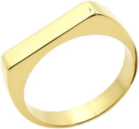 Fuqimanman2020 Classical 316L Stainless Steel Square Signet Band Ring Plain Gold Plated Geometric Stacking for Women Men Couple Minimalist Wedding Engagement Statement Jewelry