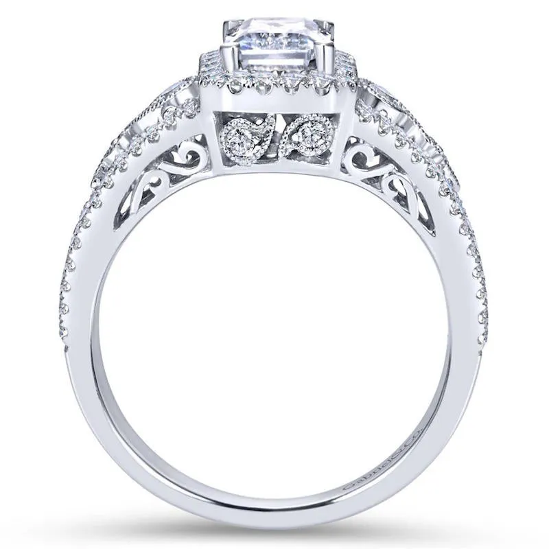 Gabriel & Co. 18K White Gold Contemporary Halo Engagement Ring