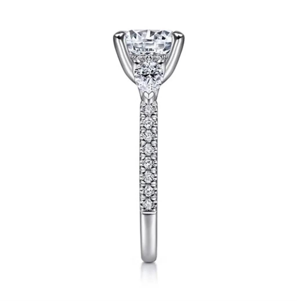 Gabriel & Co. Holloway - 18K White Gold Round 3 Stone Diamond Engagement Setting