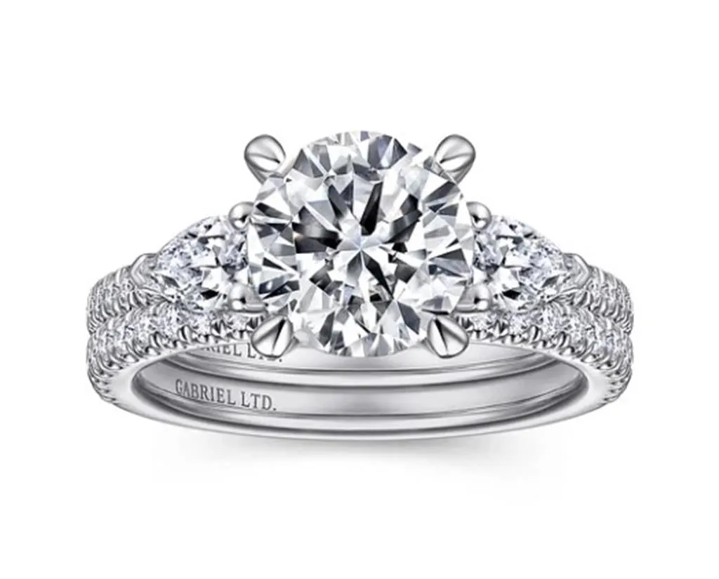 Gabriel & Co. Holloway - 18K White Gold Round 3 Stone Diamond Engagement Setting
