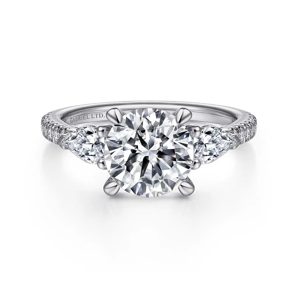 Gabriel & Co. Holloway - 18K White Gold Round 3 Stone Diamond Engagement Setting