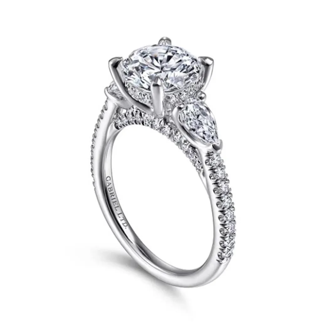 Gabriel & Co. Holloway - 18K White Gold Round 3 Stone Diamond Engagement Setting