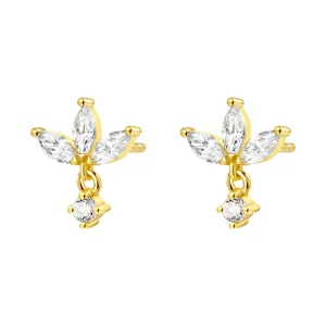 Gemstone Blossom Stud Earrings Sterling Silver Gold