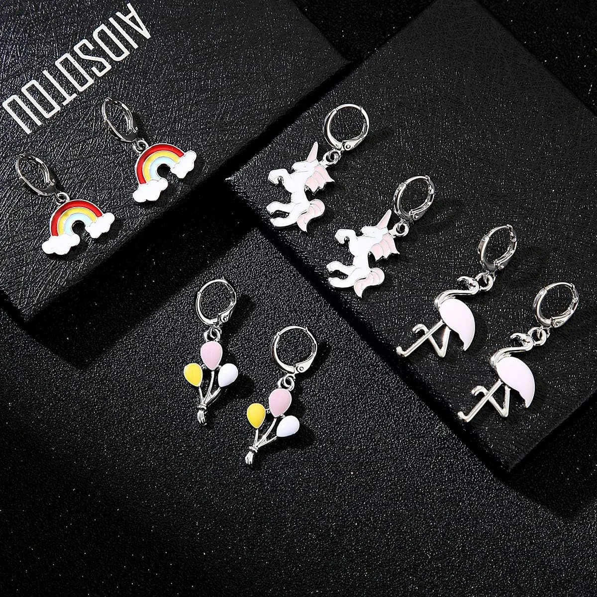 Girls Hypoallergenic Huggie Hoop Earrings with Charm Cute Small Dangle Hoop Earrings Set (10-20 Pairs)