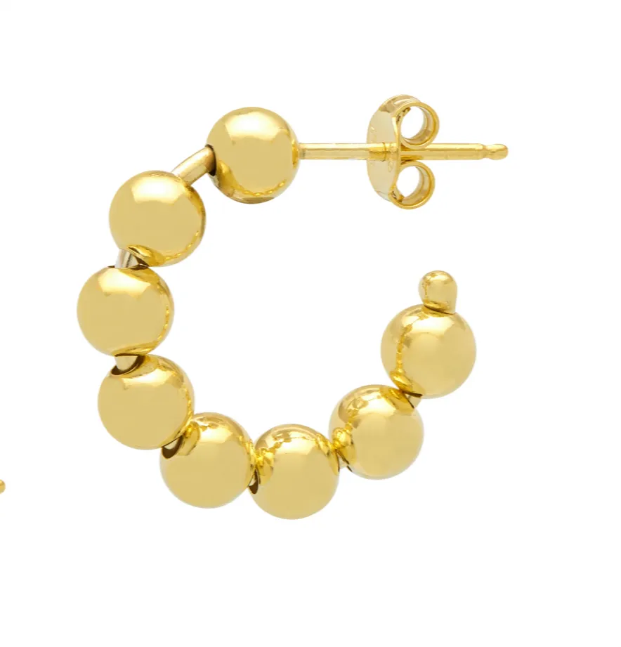 Gold Bead Hoop Earrings - 2 x sizes (Butterfly   Post)