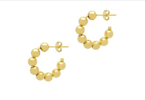Gold Bead Hoop Earrings - 2 x sizes (Butterfly   Post)
