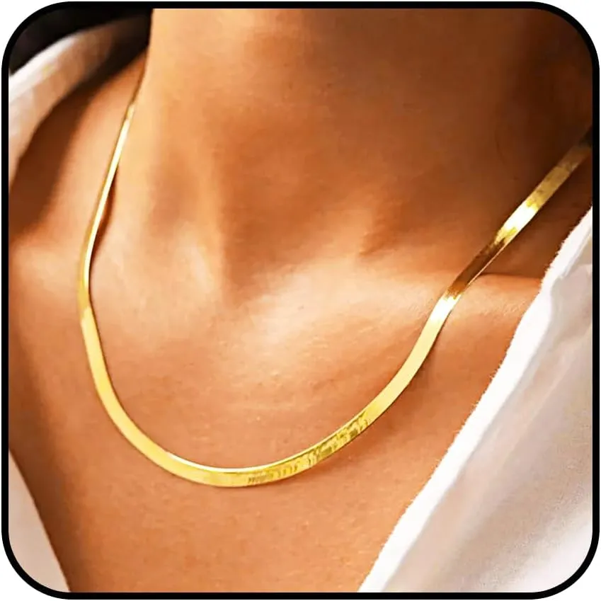 Gold Chain Necklace Dainty Plated Snake Neck Chains for Women