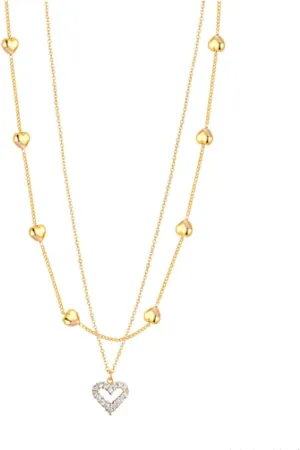 Gold Heart Necklace for Women Dainty Gold Plated Choker LOVE Necklace Cubic Zirconia Heart Pendant Necklace Valentine's Day Jewelry