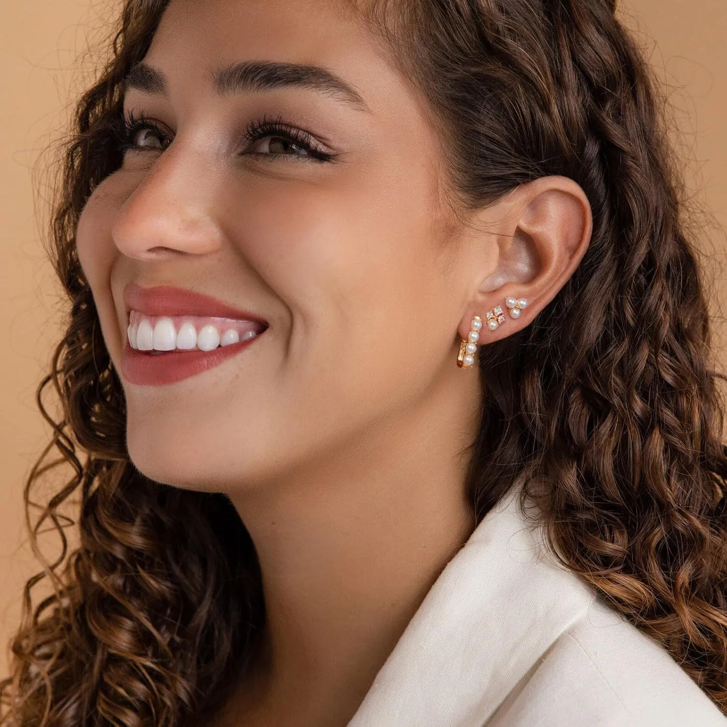 Gold Hoop Earrings Set for Women - 14K Gold Plated Small Hoops, Chunky Thick Earrings, Trendy Huggie Hoops