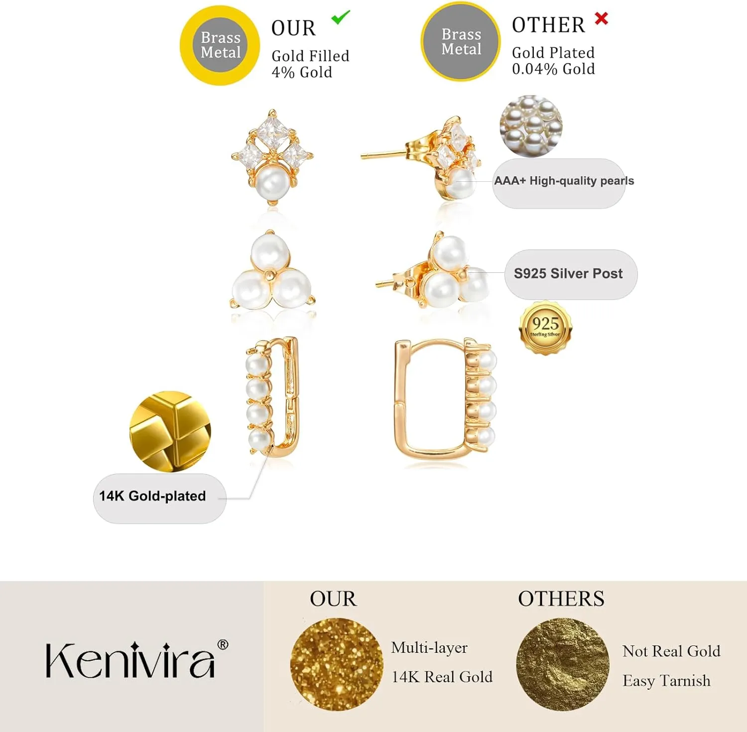 Gold Hoop Earrings Set for Women - 14K Gold Plated Small Hoops, Chunky Thick Earrings, Trendy Huggie Hoops