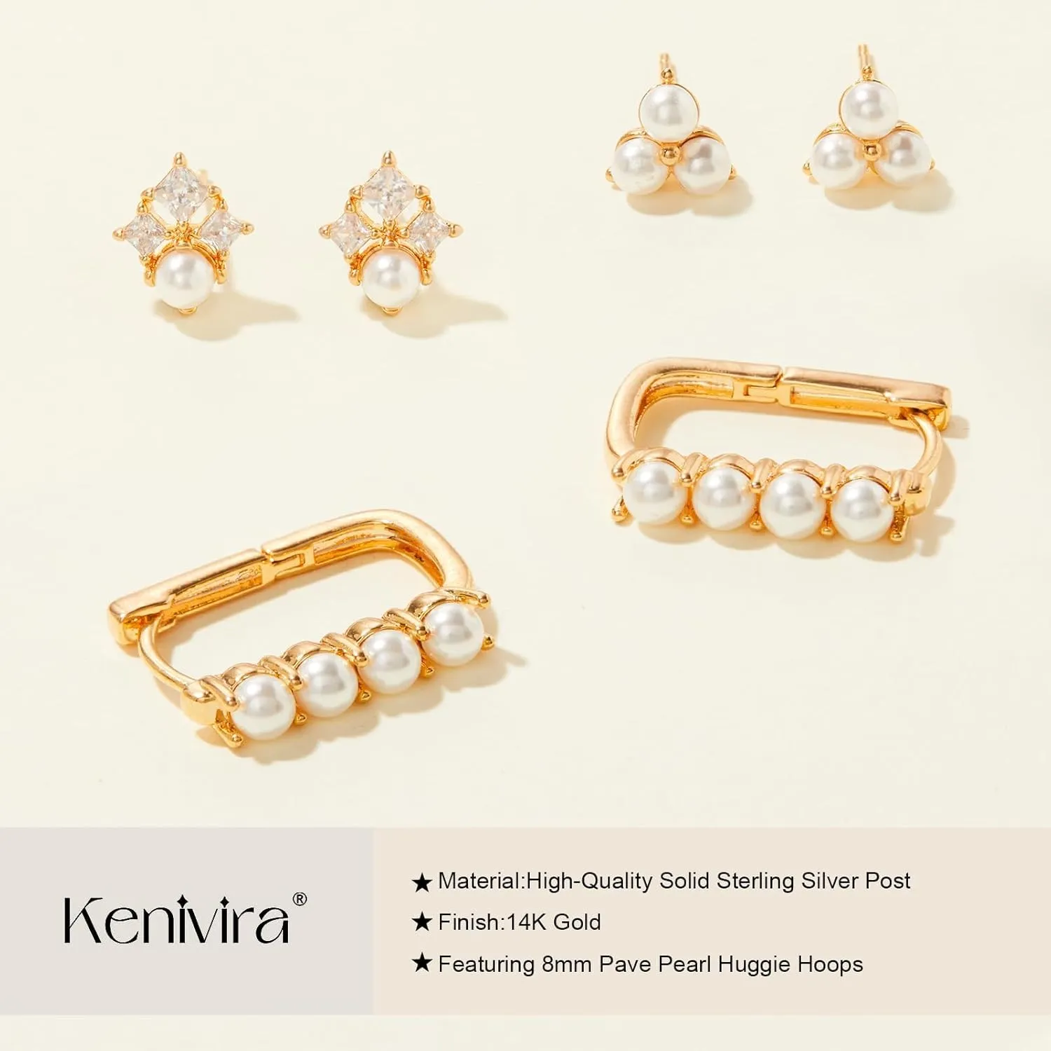 Gold Hoop Earrings Set for Women - 14K Gold Plated Small Hoops, Chunky Thick Earrings, Trendy Huggie Hoops