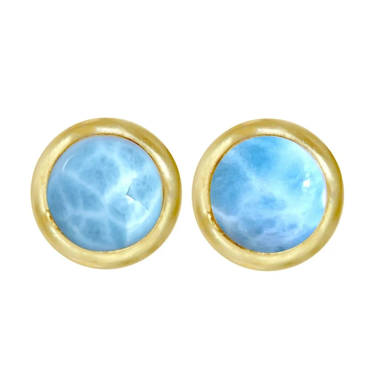 Gold Larimar Stud Earrings- Classic Chic Round