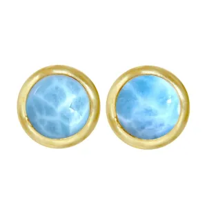 Gold Larimar Stud Earrings- Classic Chic Round