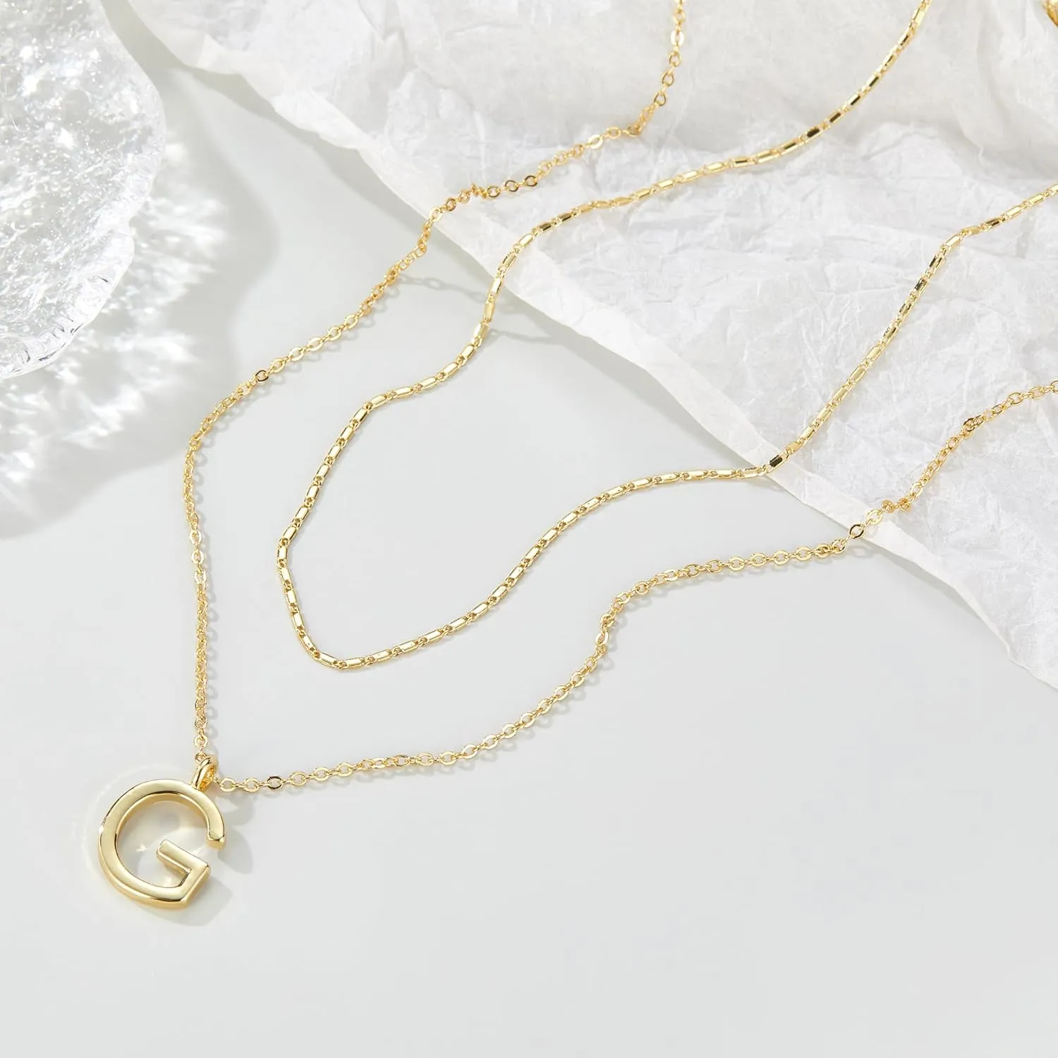 Gold Layered Initial Necklaces for Women Trendy, Dainty 14K Gold Plated Letter Pendant Necklace Initial Choker Chain Necklace Jewelry for Her