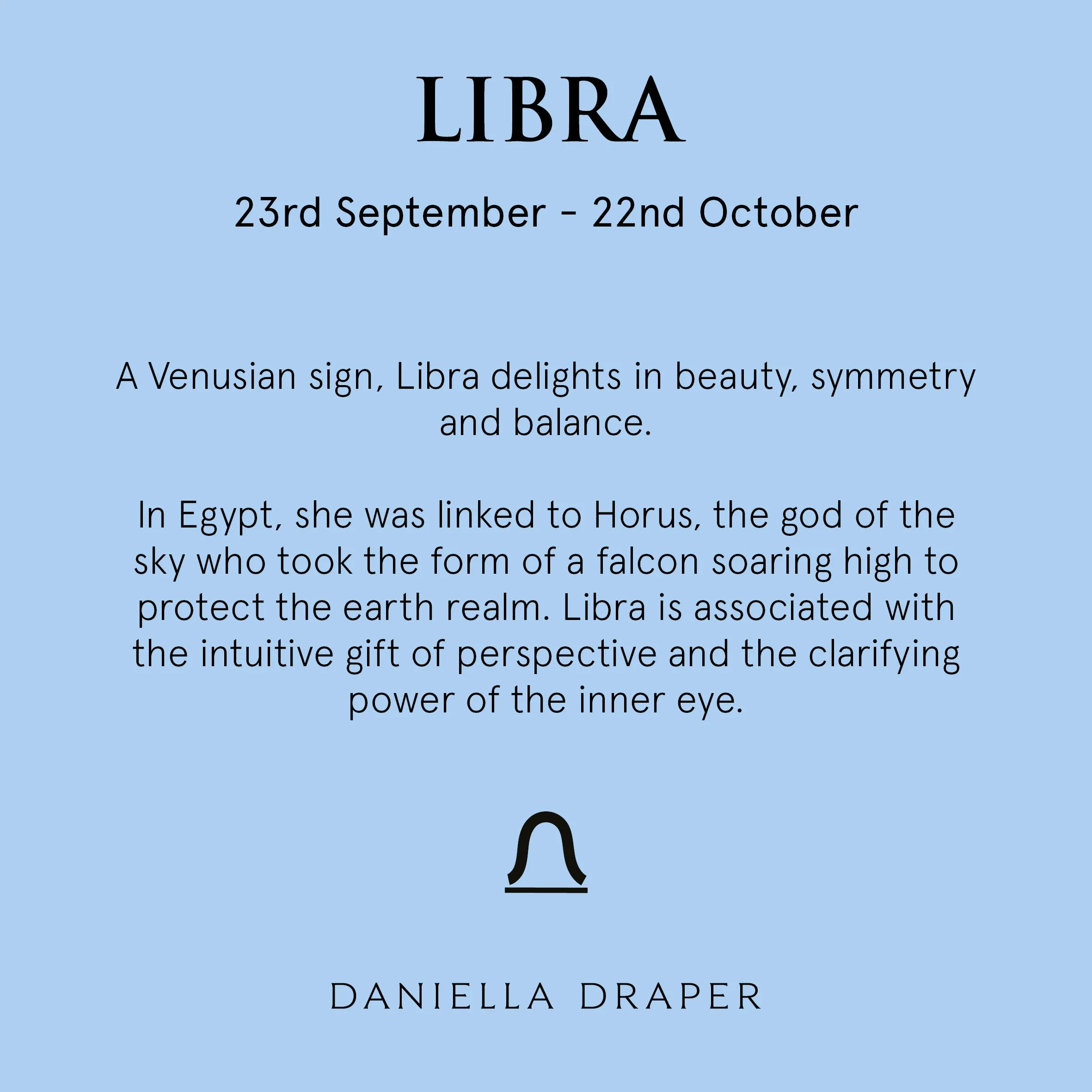Gold Mini Libra Horoscope & Blue Sapphire Birthstone Necklace