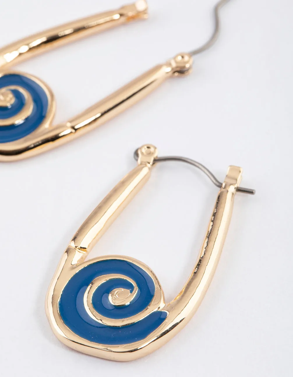 Gold Swirl Oval Hoop Earrings