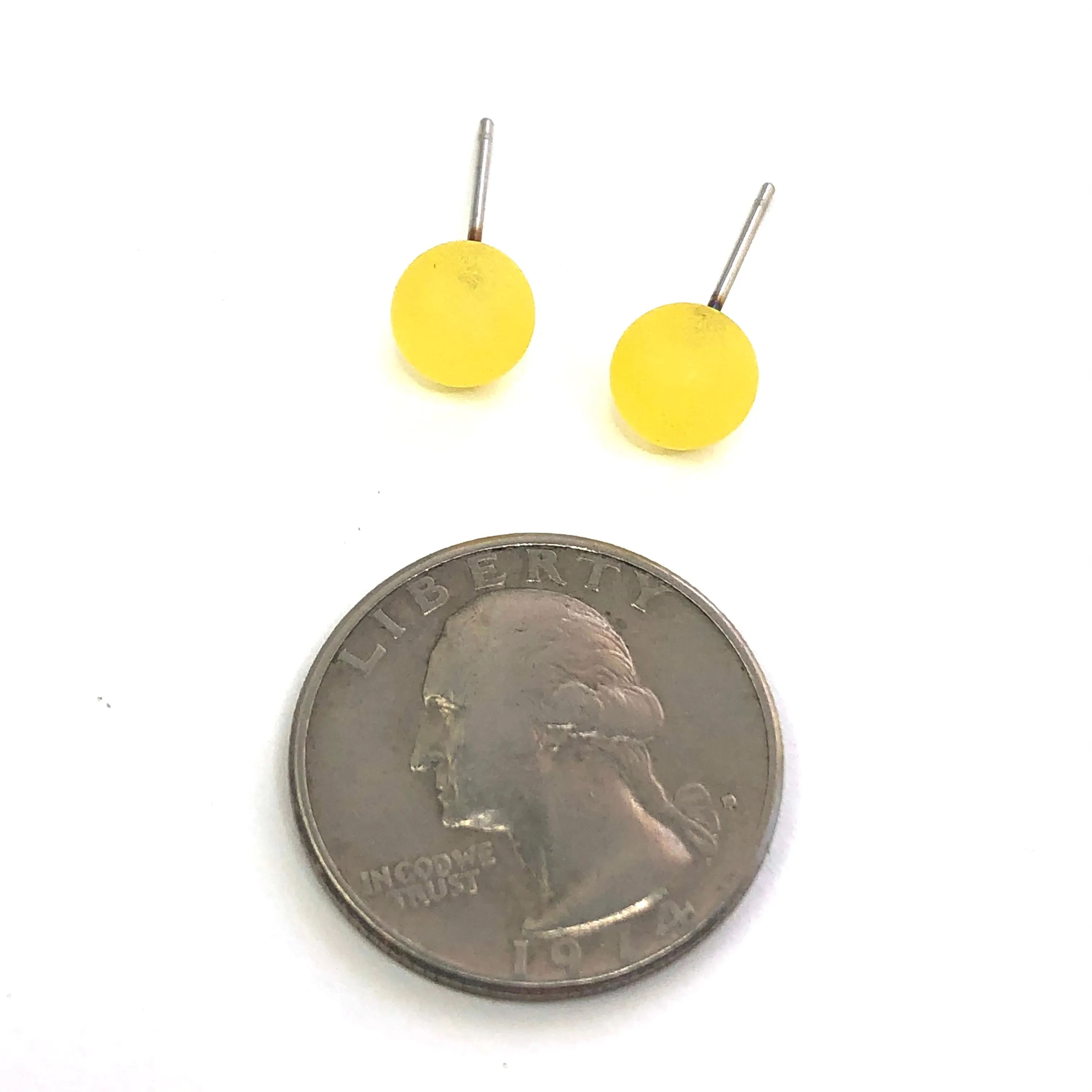 Golden Yellow Frosted Lucite Mini Ball Stud Earrings