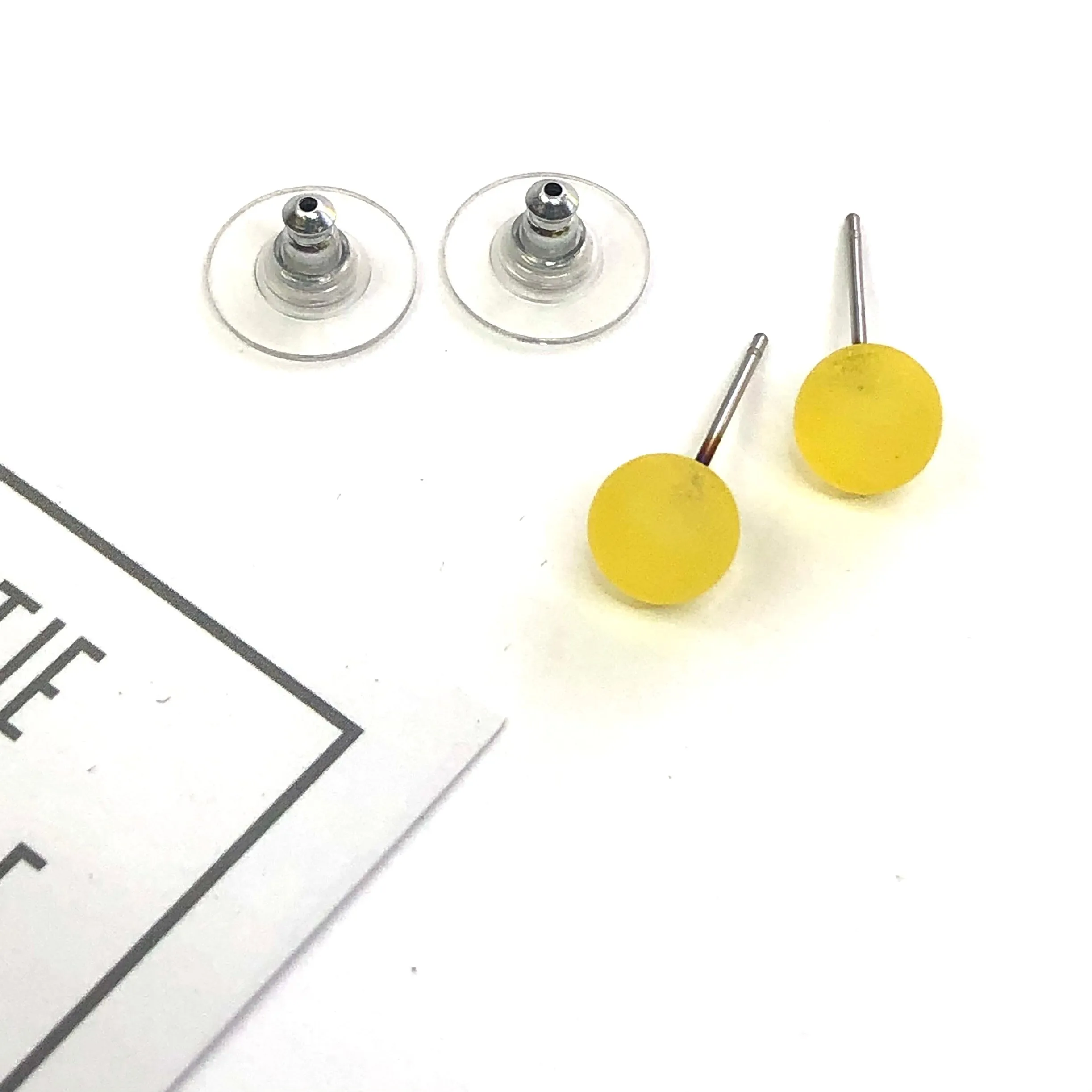 Golden Yellow Frosted Lucite Mini Ball Stud Earrings