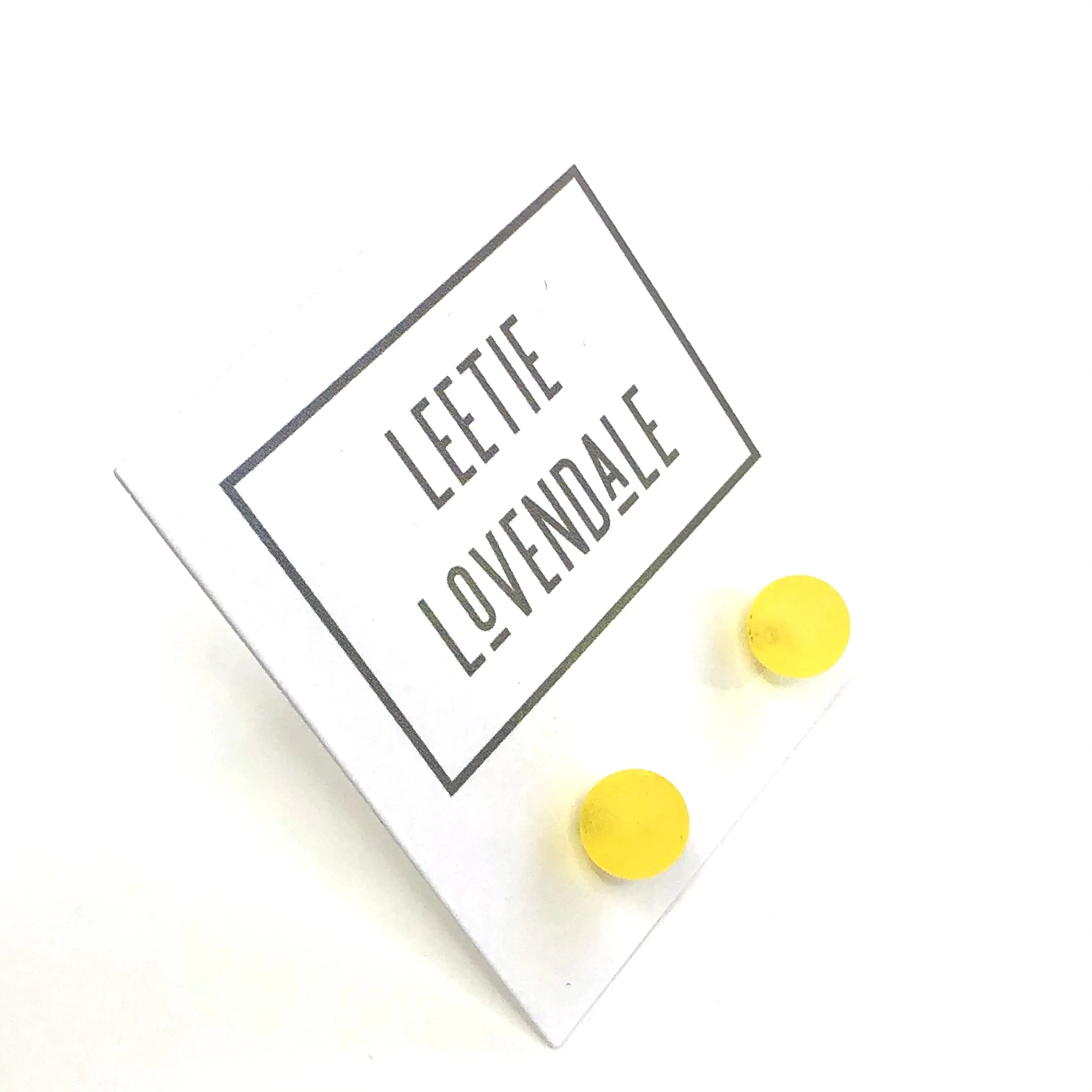 Golden Yellow Frosted Lucite Mini Ball Stud Earrings
