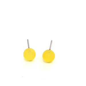 Golden Yellow Frosted Lucite Mini Ball Stud Earrings