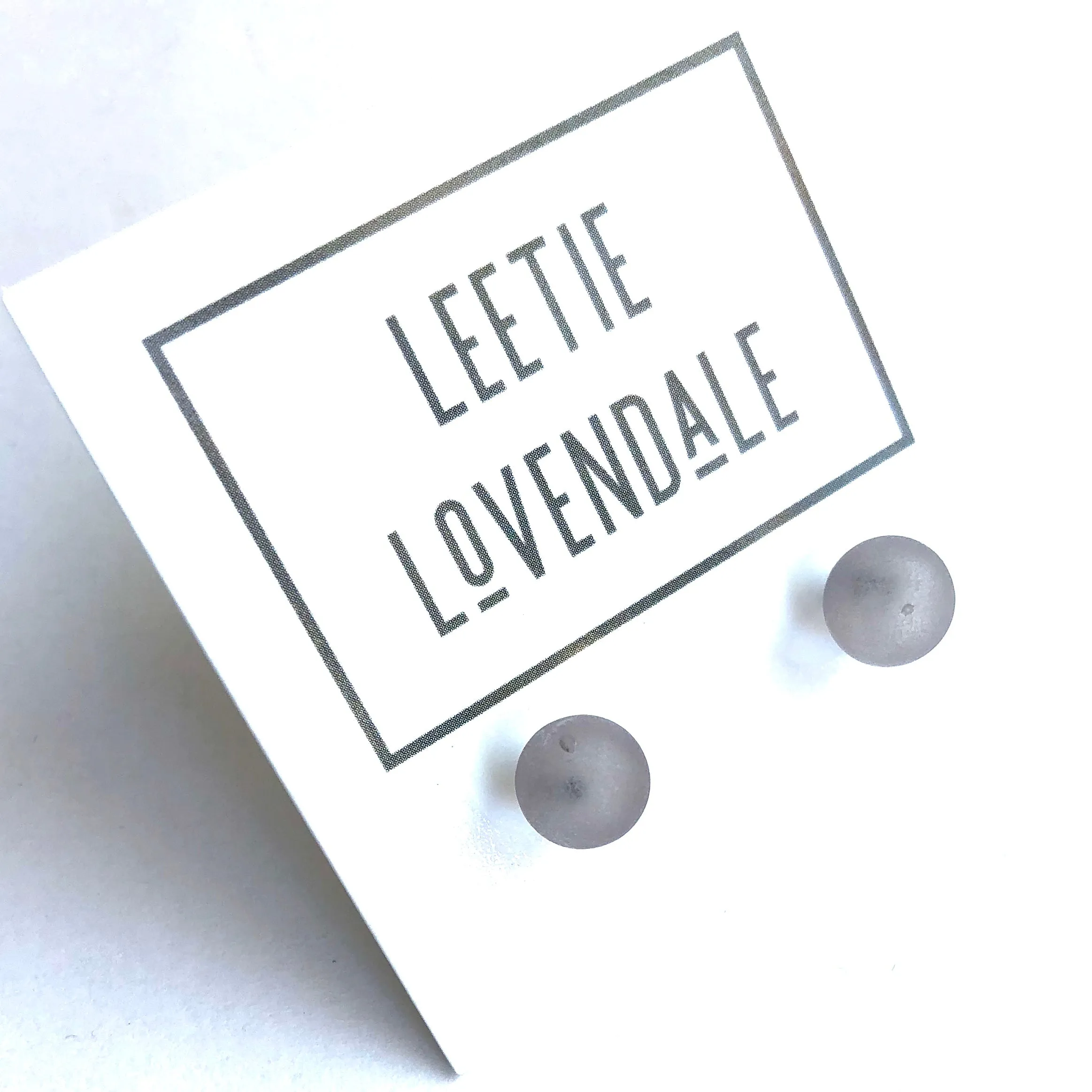 Grey Frosted Lucite Mini Ball Stud Earrings