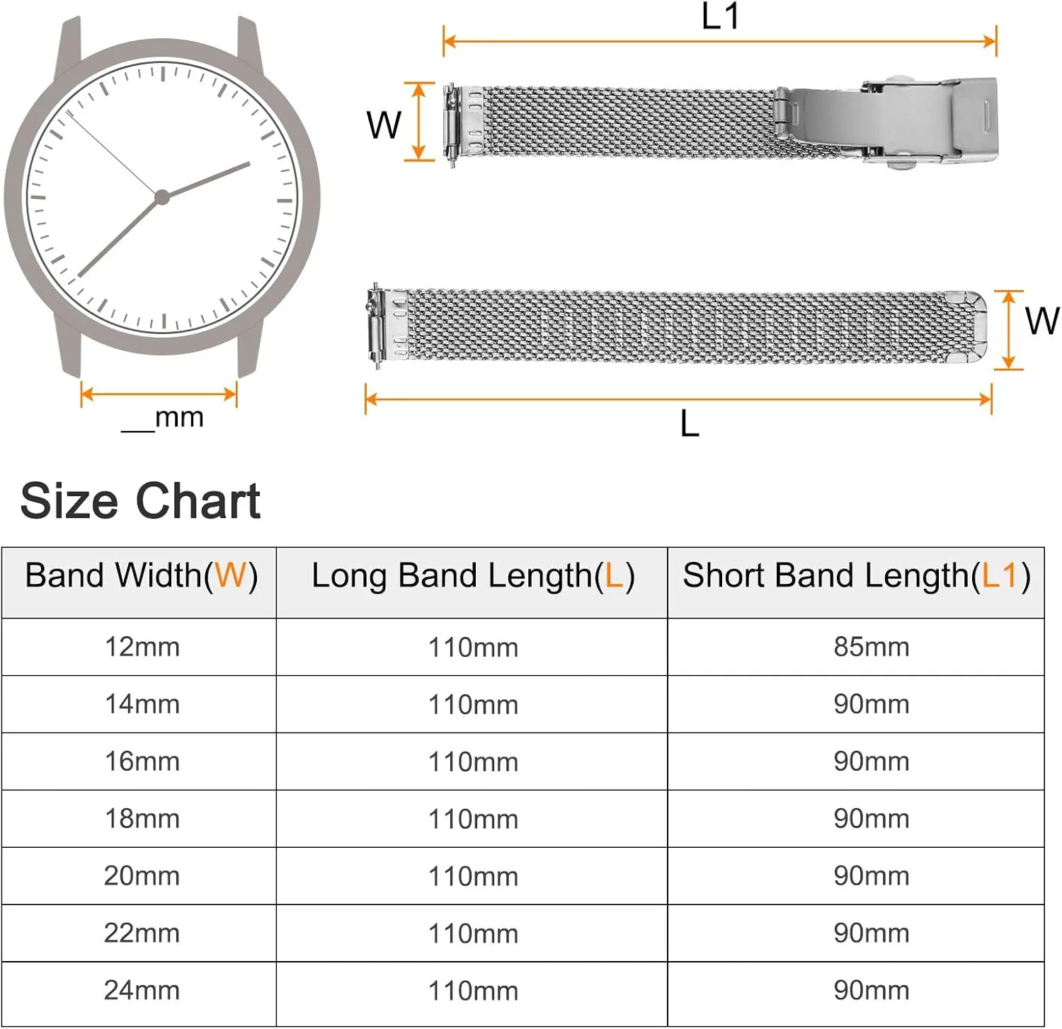 HARFINGTON Stainless Steel Mesh Watch Band Quick Release Metal Watch Strap Adjustable Fold Clasp Replacement Bands