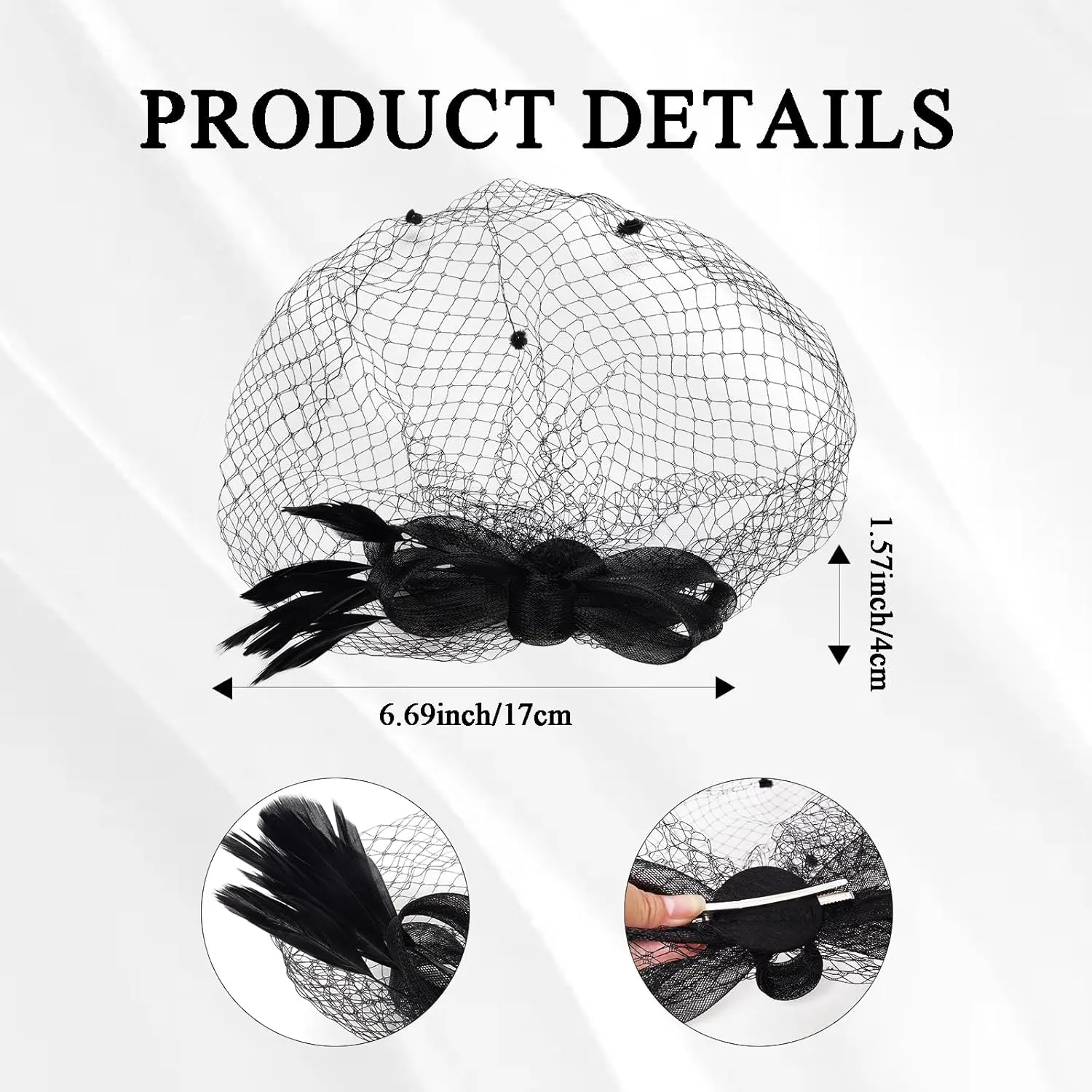 Heliltd 6pcs 1920s Fascinators for Women Tea Party Fascinator Hat for Women Black Hat Gloves Lace Fan Pearl Jewelry Set