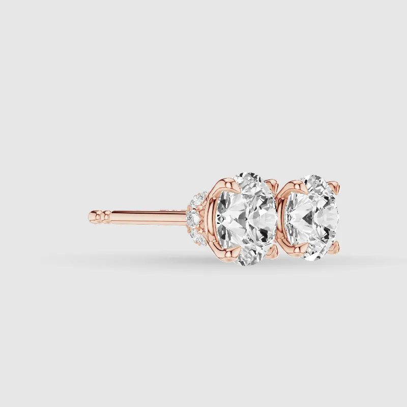 Hidden Halo Solitaire Lab Grown Diamond Studs-Round