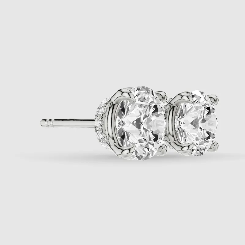 Hidden Halo Solitaire Lab Grown Diamond Studs-Round