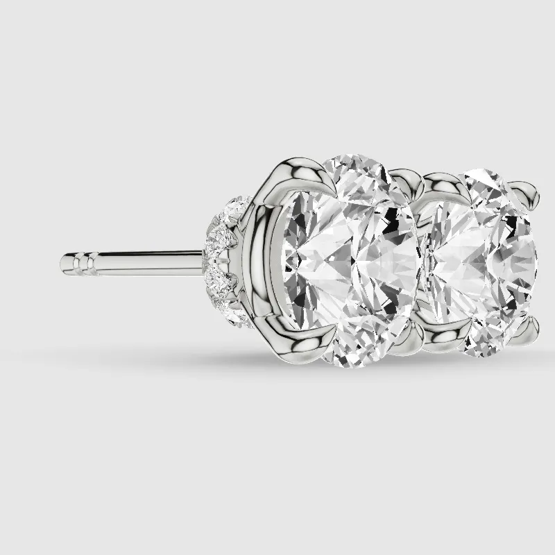 Hidden Halo Solitaire Lab Grown Diamond Studs-Round