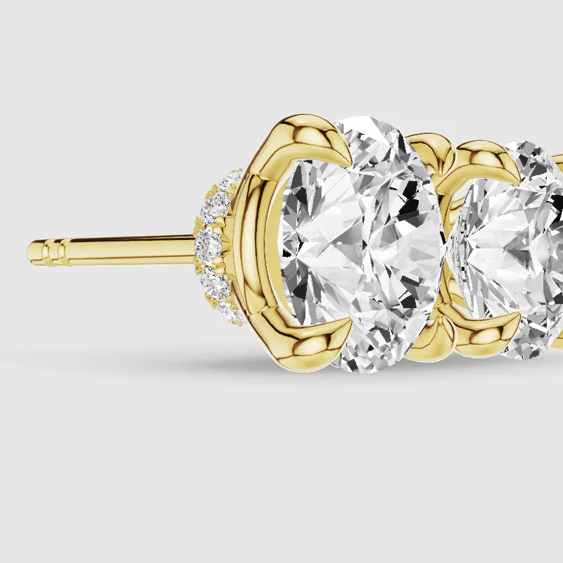 Hidden Halo Solitaire Lab Grown Diamond Studs-Round