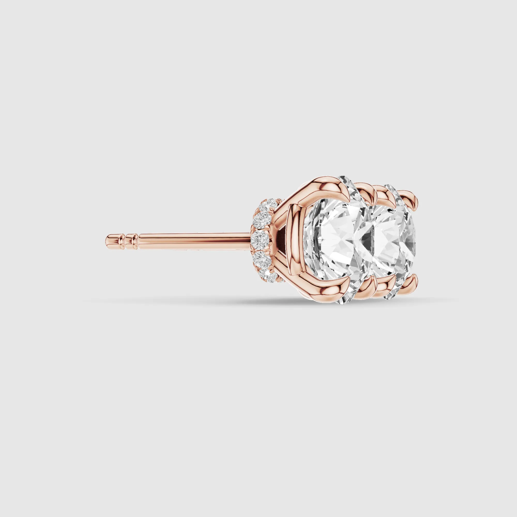 Hidden Halo Solitaire Lab Grown Diamond Studs-Round