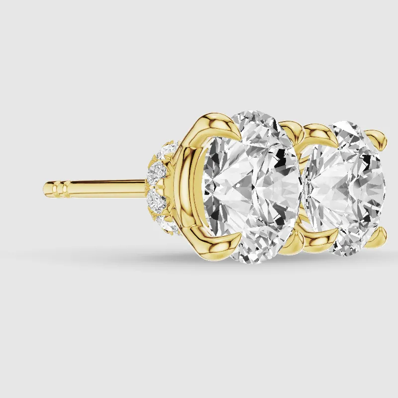 Hidden Halo Solitaire Lab Grown Diamond Studs-Round