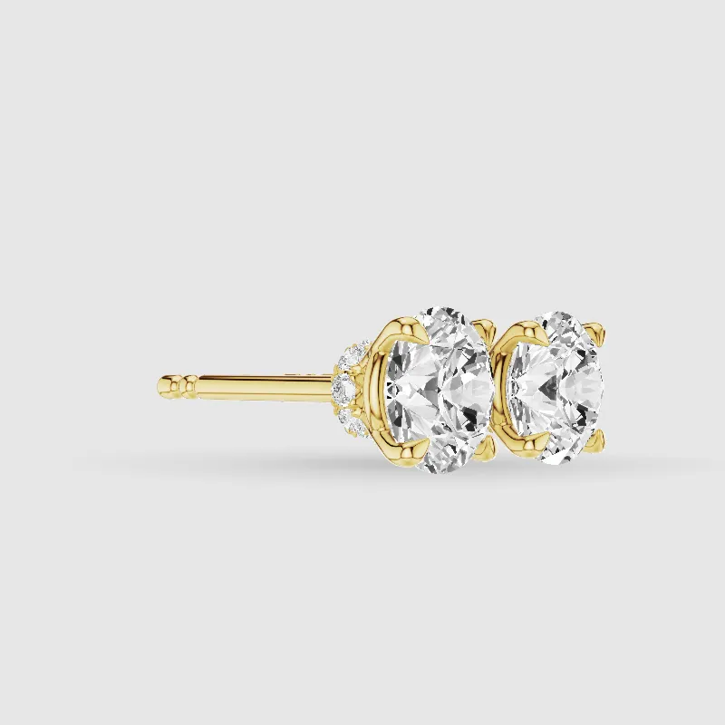 Hidden Halo Solitaire Lab Grown Diamond Studs-Round