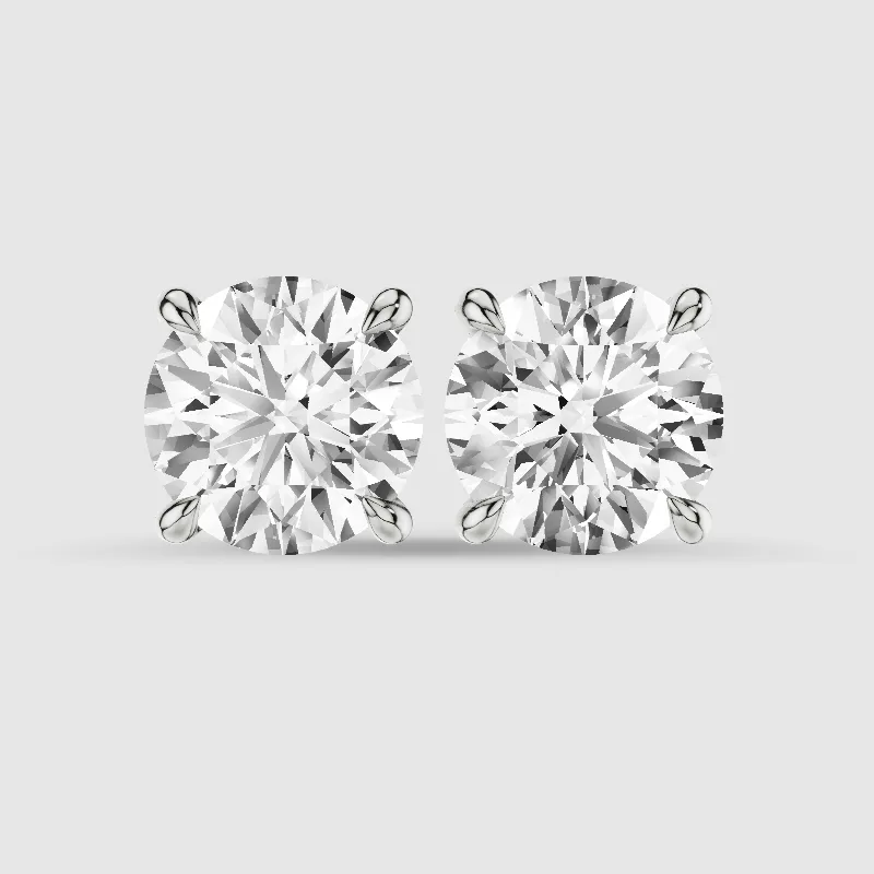 Hidden Halo Solitaire Lab Grown Diamond Studs-Round
