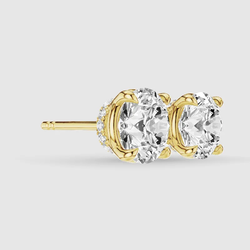 Hidden Halo Solitaire Lab Grown Diamond Studs-Round