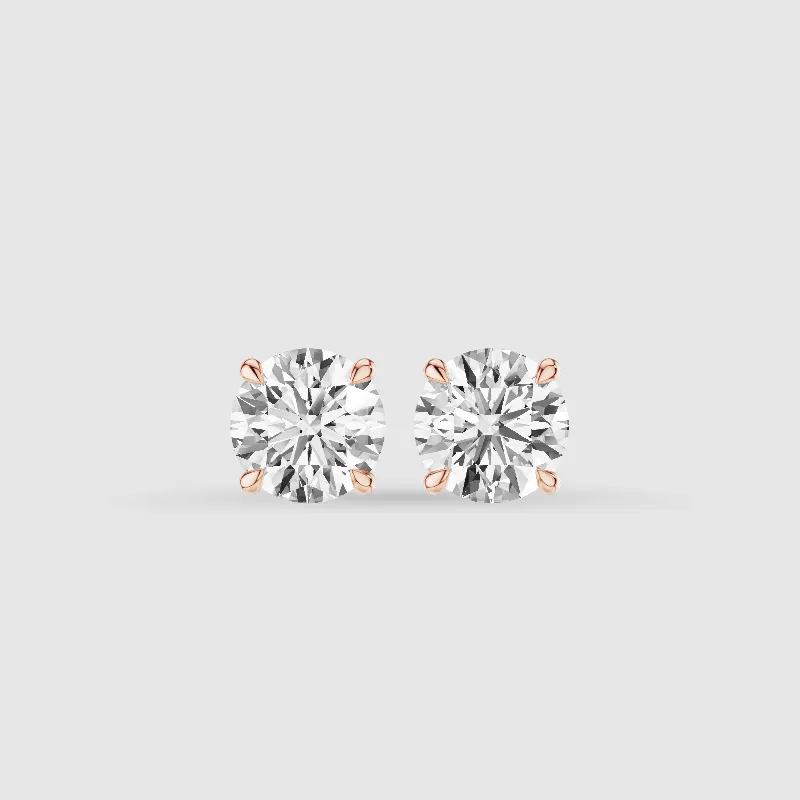 Hidden Halo Solitaire Lab Grown Diamond Studs-Round