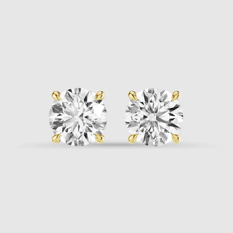 Hidden Halo Solitaire Lab Grown Diamond Studs-Round