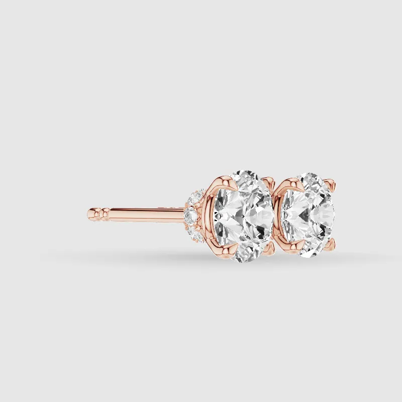 Hidden Halo Solitaire Lab Grown Diamond Studs-Round