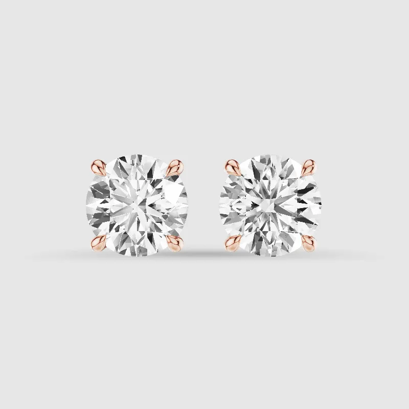 Hidden Halo Solitaire Lab Grown Diamond Studs-Round