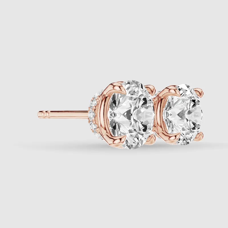 Hidden Halo Solitaire Lab Grown Diamond Studs-Round