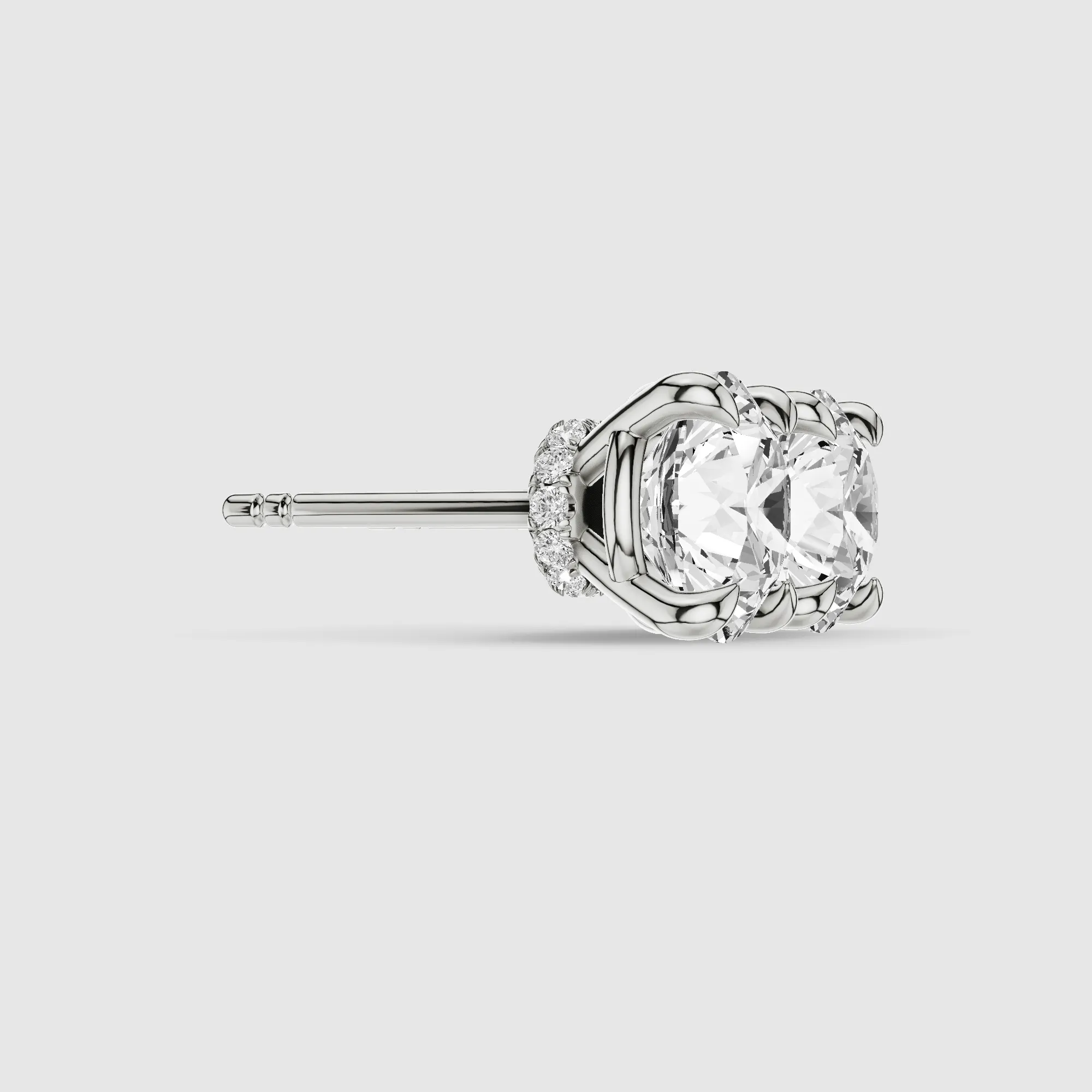 Hidden Halo Solitaire Lab Grown Diamond Studs-Round