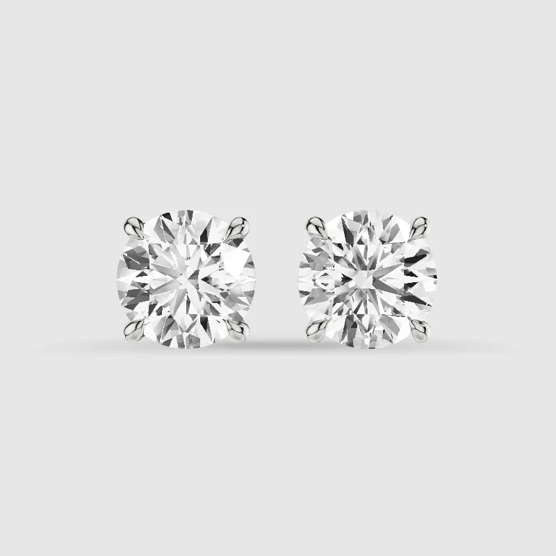 Hidden Halo Solitaire Lab Grown Diamond Studs-Round