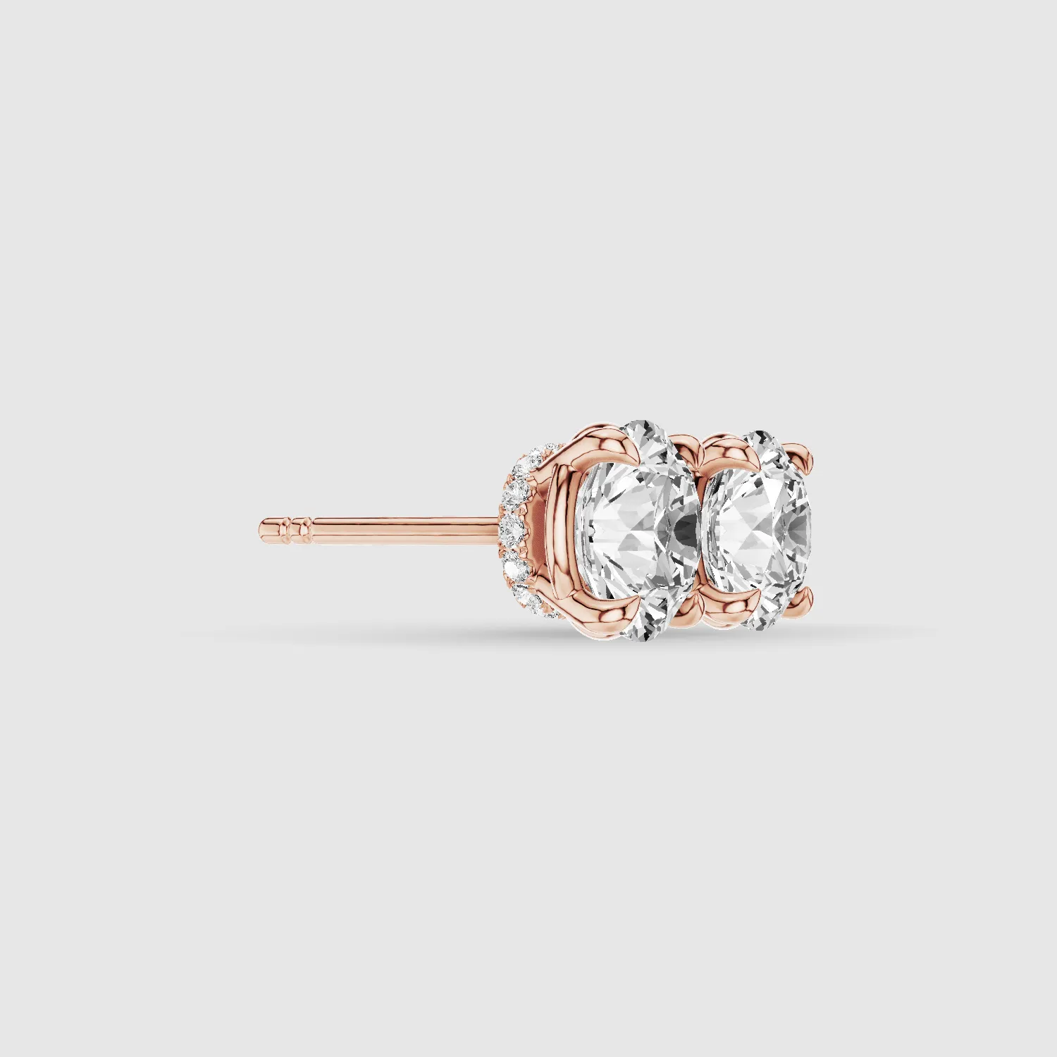 Hidden Halo Solitaire Lab Grown Diamond Studs-Round