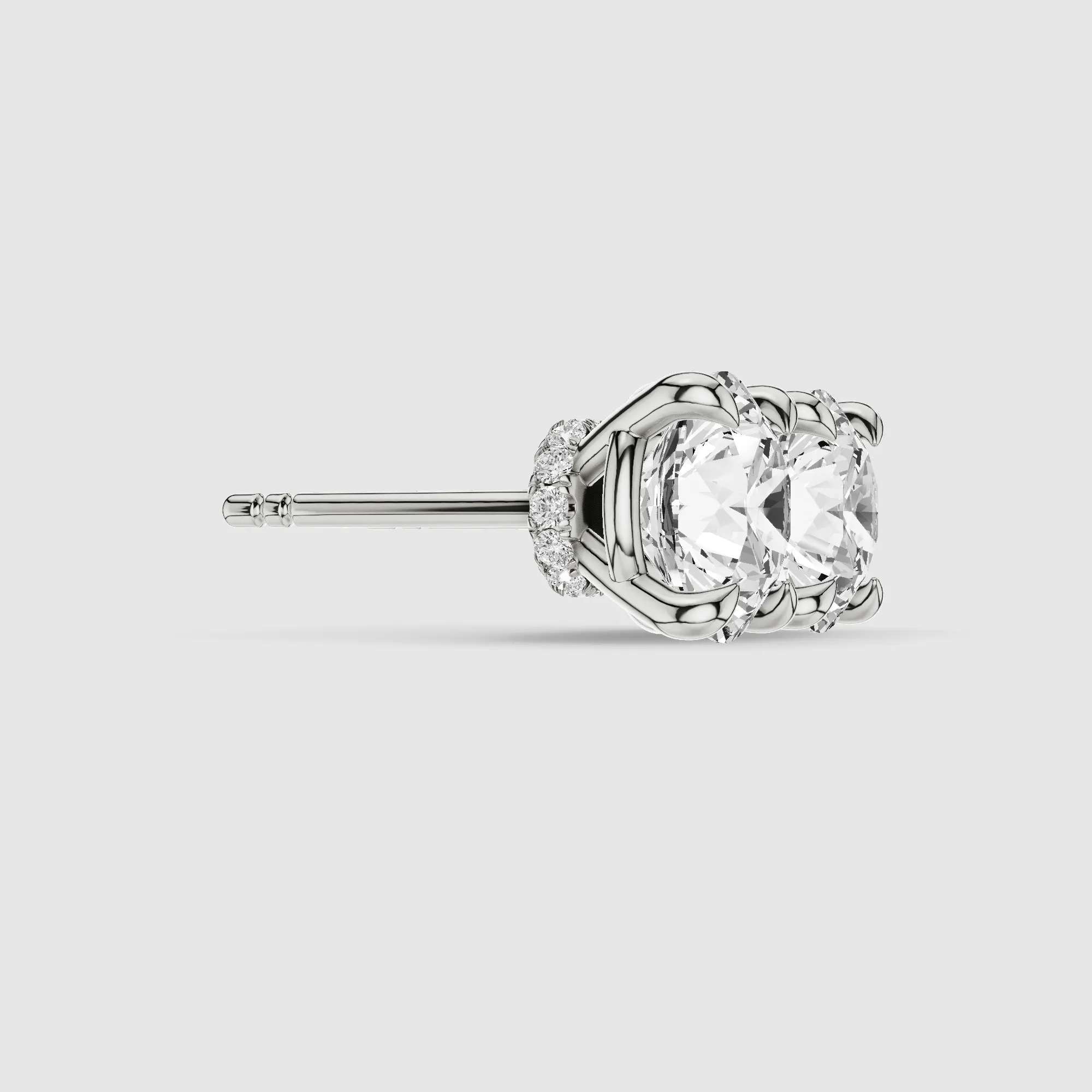 Hidden Halo Solitaire Lab Grown Diamond Studs-Round