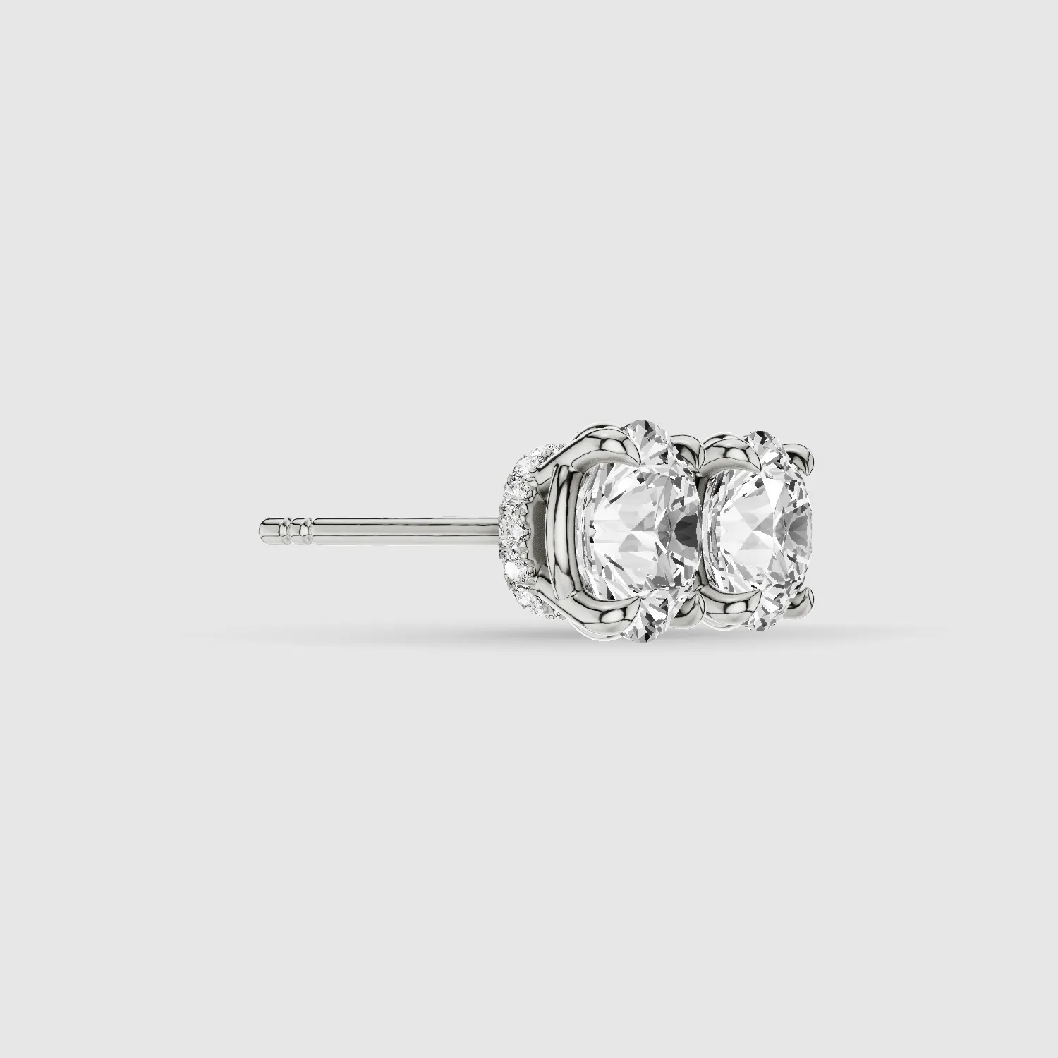 Hidden Halo Solitaire Lab Grown Diamond Studs-Round