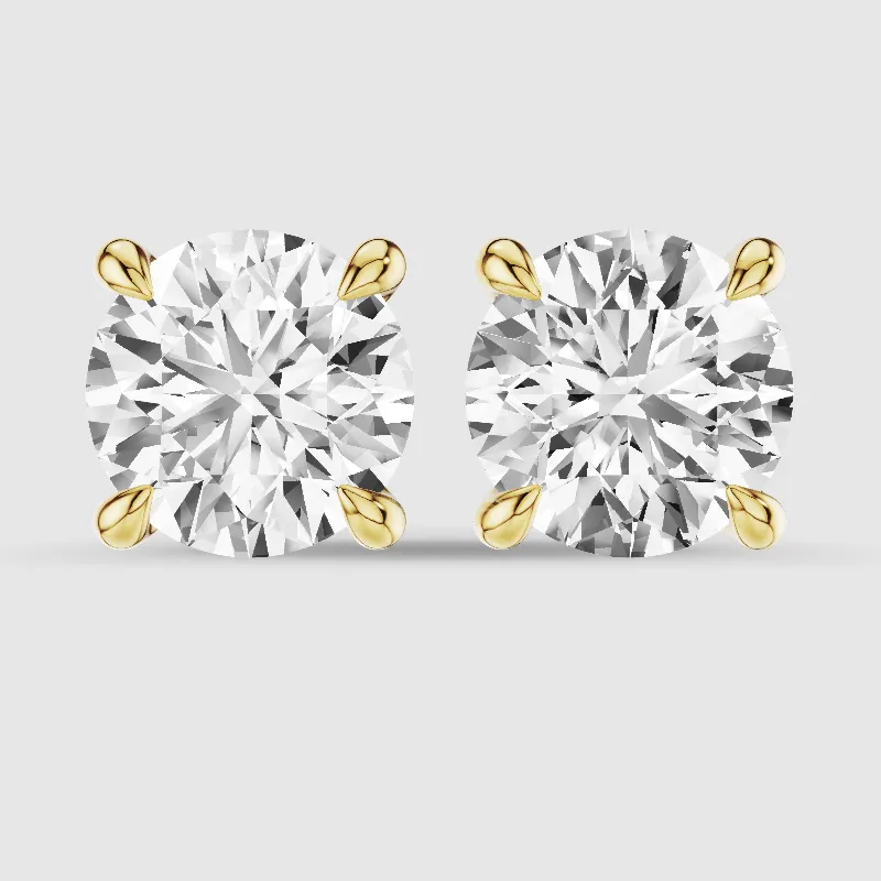 Hidden Halo Solitaire Lab Grown Diamond Studs-Round