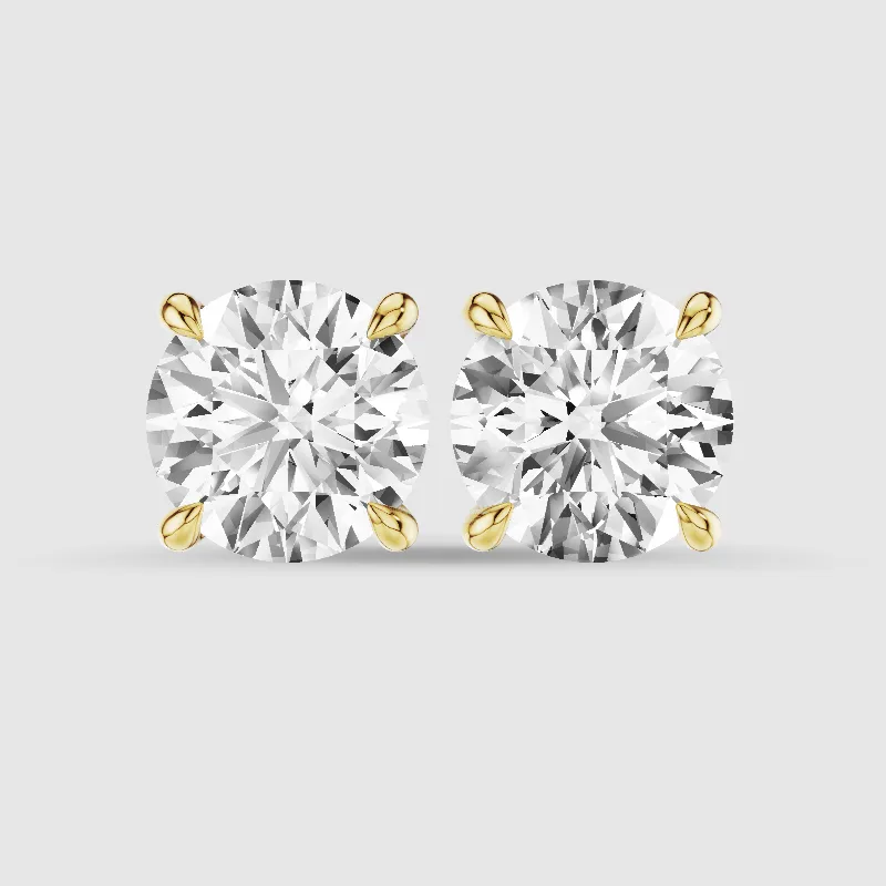 Hidden Halo Solitaire Lab Grown Diamond Studs-Round