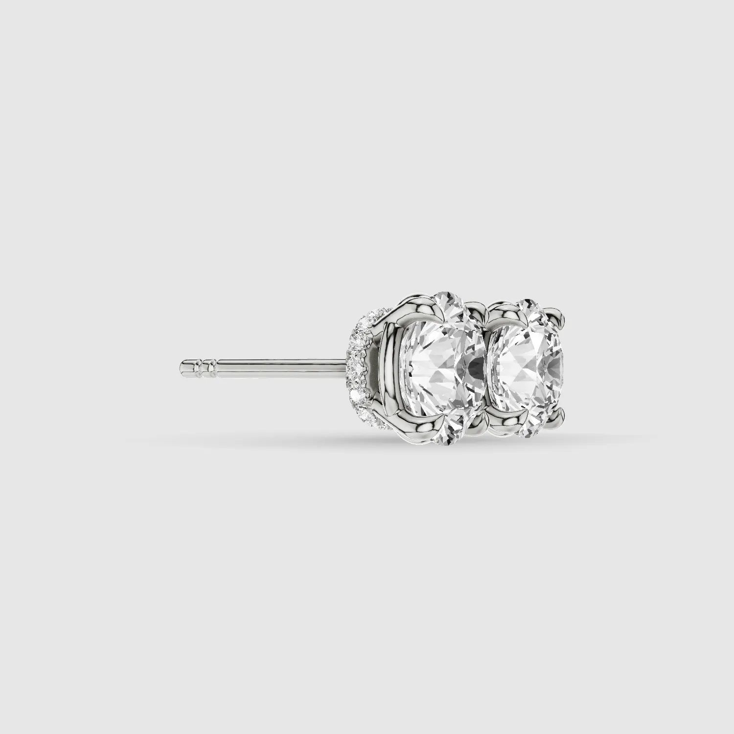 Hidden Halo Solitaire Lab Grown Diamond Studs-Round
